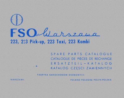 Katalog części zamiennych FSO WARSZAWA 223