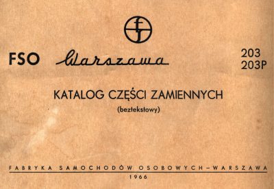 Okładka Katalog części zamiennych FSO WARSZAWA 203 203P