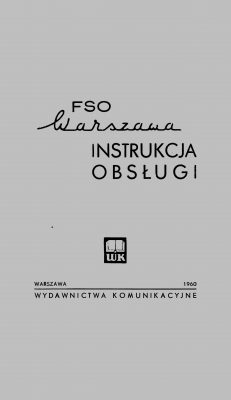 Okładka Instrukcja obsługi FSO WARSZAWA M20